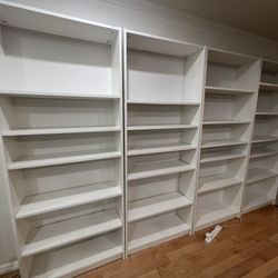 IKEA Billy Bookcases – White, Set of 4, Excellent Condition, 80” Tall