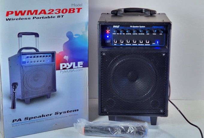 Pyle Wireless Portable PA System-400W Bluetooth Compatible Rechargeable Battery #604