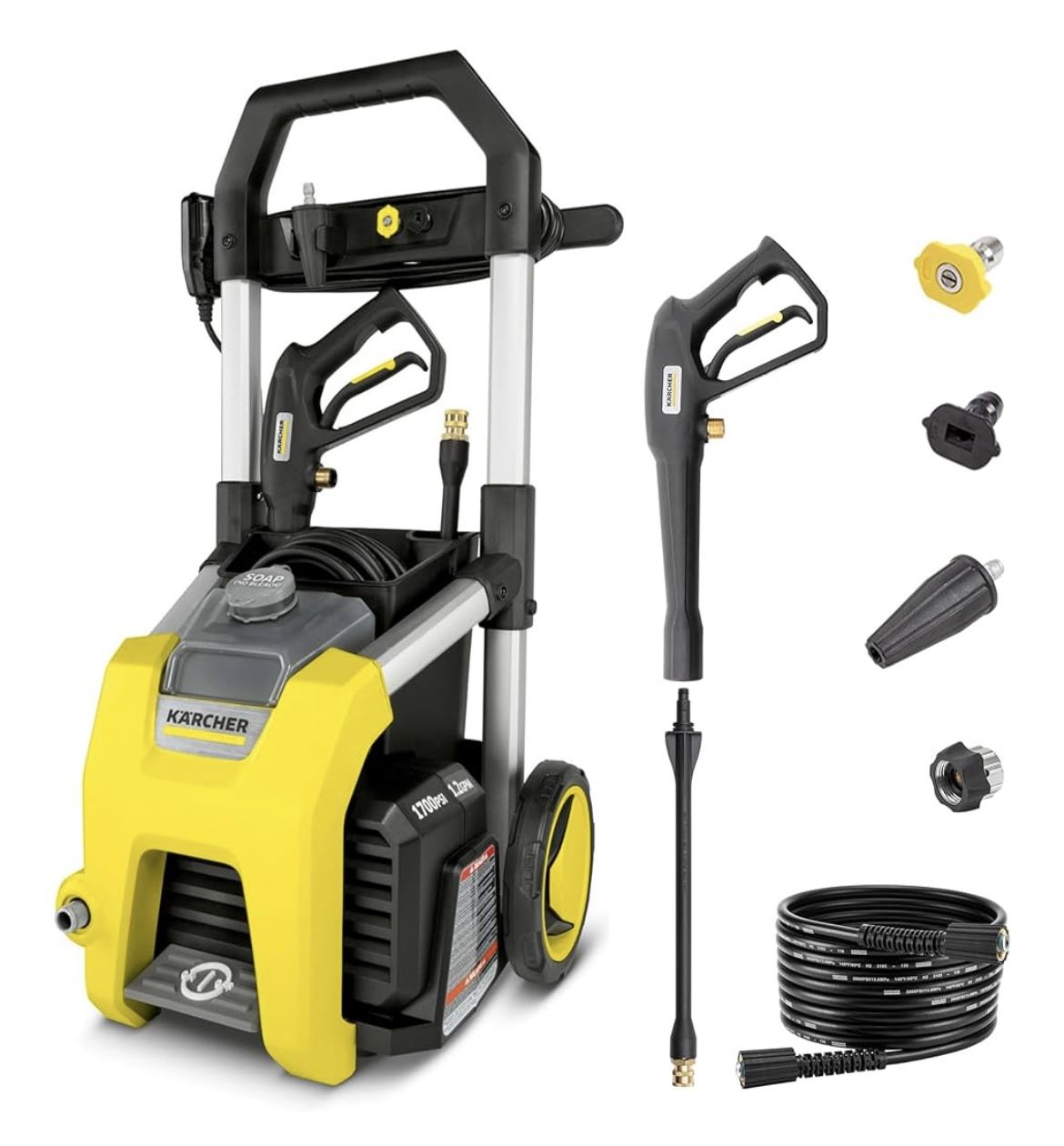 Kärcher Pressure Washer Sprayer K1700, CETA Certified, 3 Spray Nozzles, Detergent Tank, for Cars, Driveways