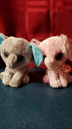 Pair Beanie Baby Elephants