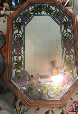 Solid oak mosaic grapevine mirror