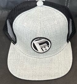 Farmhand Brands Trucker Hat/Ballcap Flat Bill & Mesh Snap-Back, Grey/Black