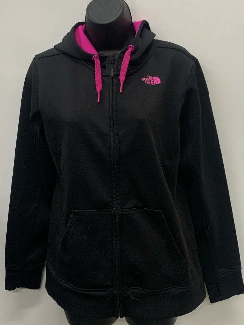 The North Face Classic Regular Fit Women's Black Pink Full Zipper Hoodie Jacket Size Medium 