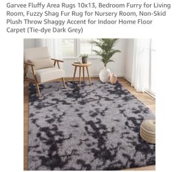 10x13 Tie Dye Grey Fluffy Rug STILL IN BOX