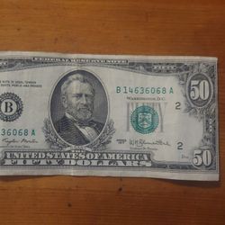 1977 $50 dollar bill OFF CENTER CUT MISCUT (Fifty Dollar Bill)  Printing Error