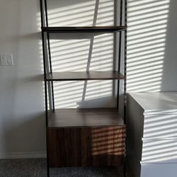 Walnut Bookshelf With Cabinet Laminate Shelf