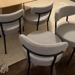 WHITE BOUCLE FABRIC dining chairs 🪑 