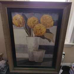 Free Framed Art Picture Painting Flowers Marigolds 