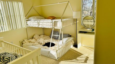 Twin Top Full Bottom, Metal House-Frame Bunk Bed