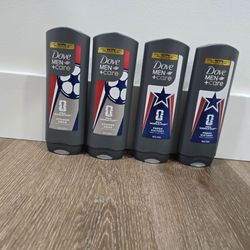 4 bottles of Dove Men+Care body + face wash: