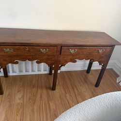 Vintage Henredon French Country Brown Oak Entry Console Table, 58 by 16, 28 high, $750