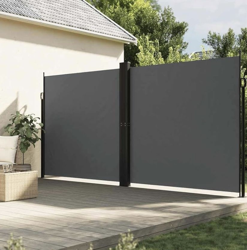 Retractable Side Awning Privacy Screen  Anthracite - Water Resistant, UV Protection - for Balconies, Terraces, Gardens
