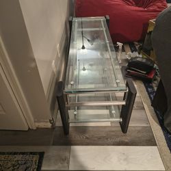 Glass Steel And Iron Coffee Table
