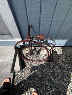 Large 28" Vintage Rustic Penny-Farthing Bicycle Garden & Porch Decor