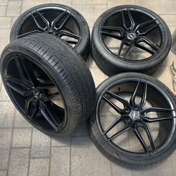 20in Gloss Black Versus Rims And Tires 5x114.3