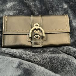 COACH BLACK LEATHER ENVELOPE WALLET