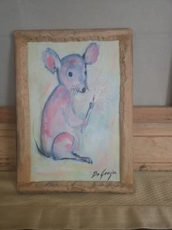 DeGrazia Mouse with Sparkler Framed Painting