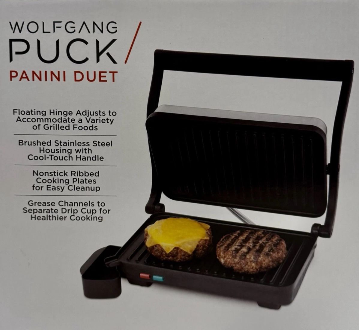 Wolfgang Puck Panini Duet Nonstick Stainless Steel Panini Maker New in Box