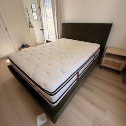 Queen Bed, Mattress, And 2 Nightstands 