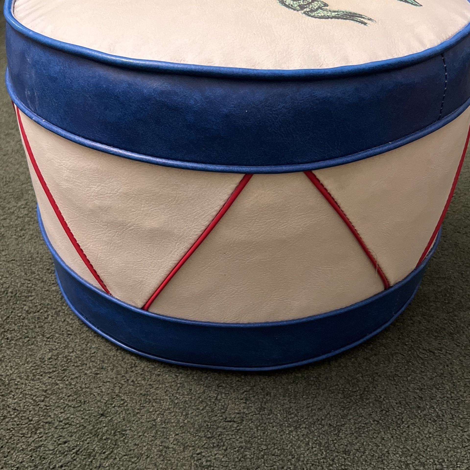 Vintage Babcock Americana Ottoman Mid Century Modern Eagle With Flag Drum Style