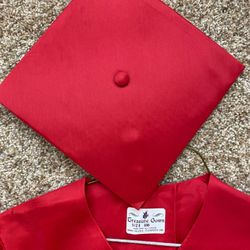 Shiny Red graduation Cap And Gown