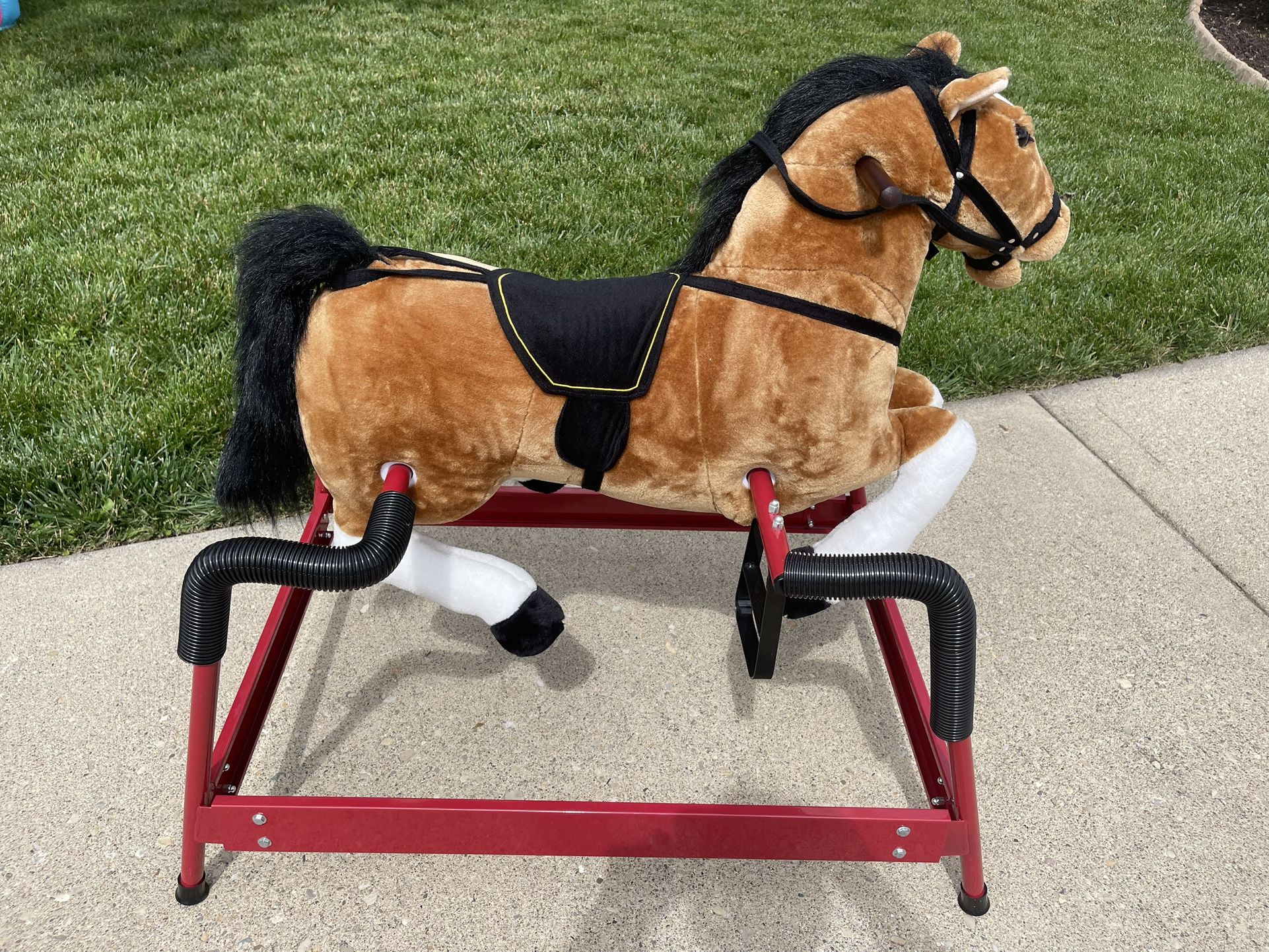 Rocking Horse Bouncing Rocker Toy Durable Plush Toddlers Spring Realistic Sounds