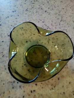 Vintage like green glass bowl/5x2 1/2 inches