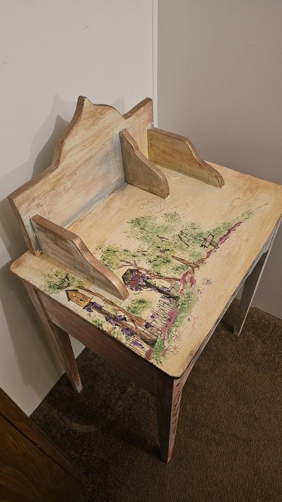 Hand Painted Dressing Table With Stool