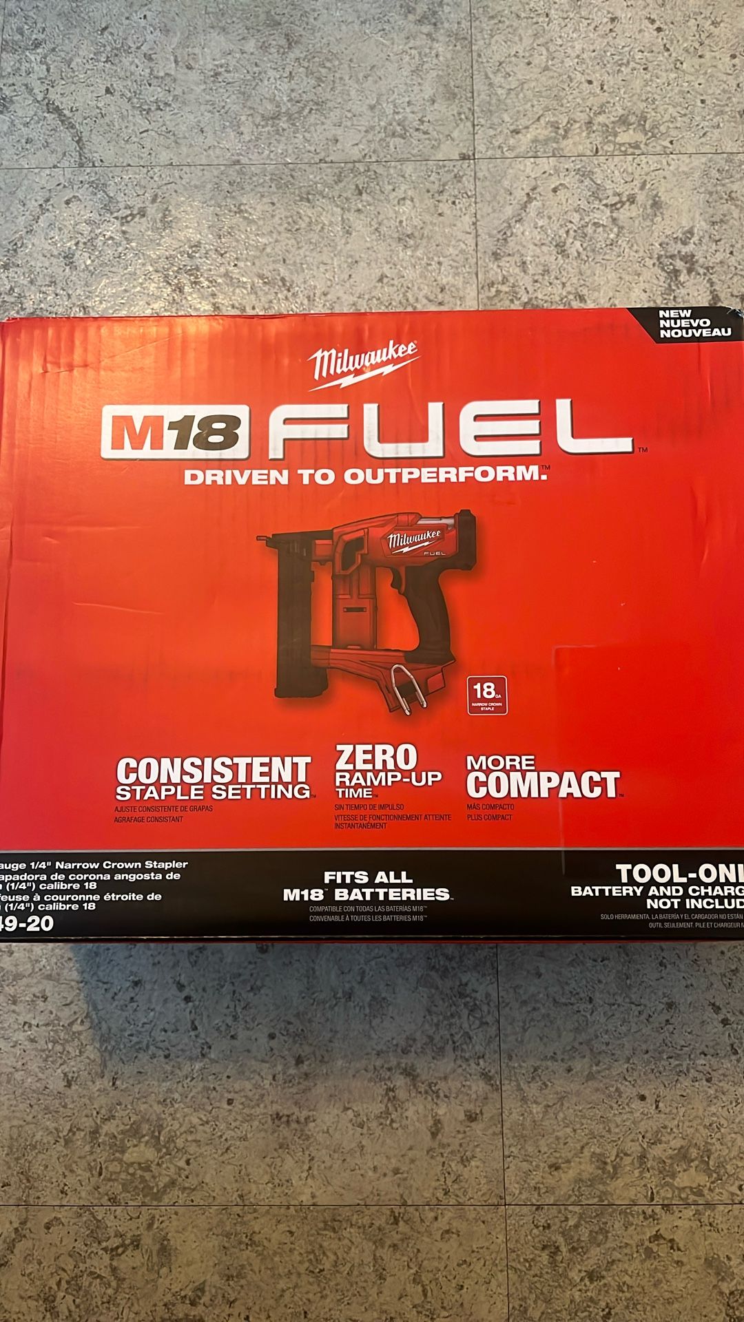Milwaukee fuel M18 18ga 1/4” narrow crown stapler