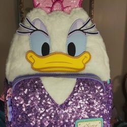 Loungefly Disney Daisy Duck 85th Anniversary Sequin Plush Cosplay Mini Backpack