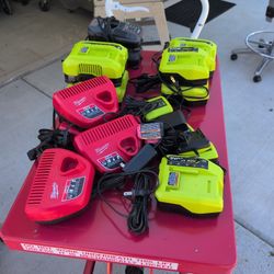 Milwaukee And Ryobi Chargers 