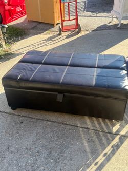 2-in-1 Leather-Look Ottoman Sleeper Bed / Fold-Out Guest Bed