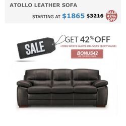 Pure leather top grain sofa, Great Condition, extremely comfortable