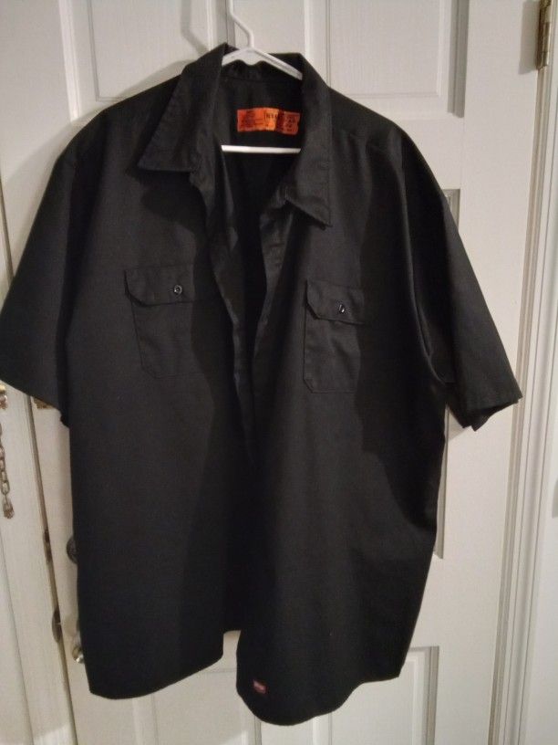 Red Kap Short Sleeve Black Button Down Shirt - Size - 4xl
