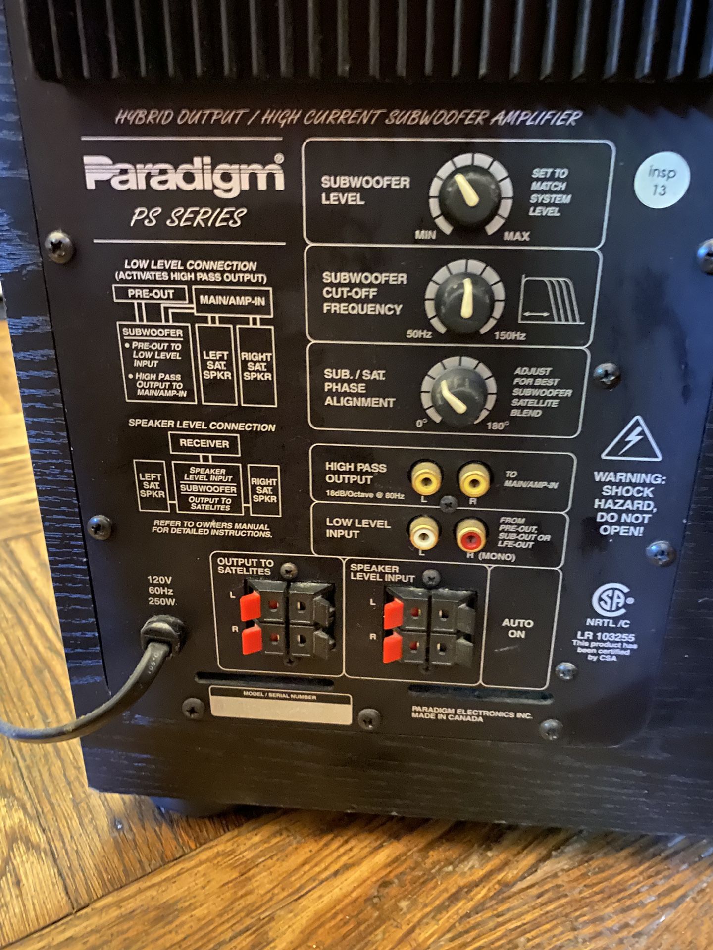 Paradigm Ps Series Sub Woofer