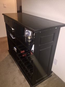 Wine cabinet black wood