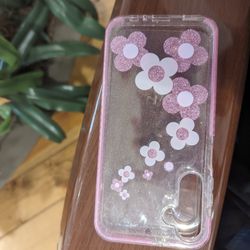 Samsung Pink Sparkle Flower Phone Case