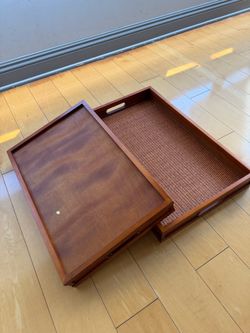 Wood Serving Tray with Woven Insert