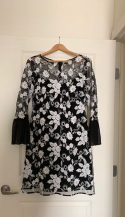 Black and white patterned, knee length dress, purchased at Nordstrom, Worn once, Size 12