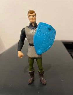 VTG 1996 Disney Sleeping Beauty Prince Phillip 4" Action Figure Shield Mattel