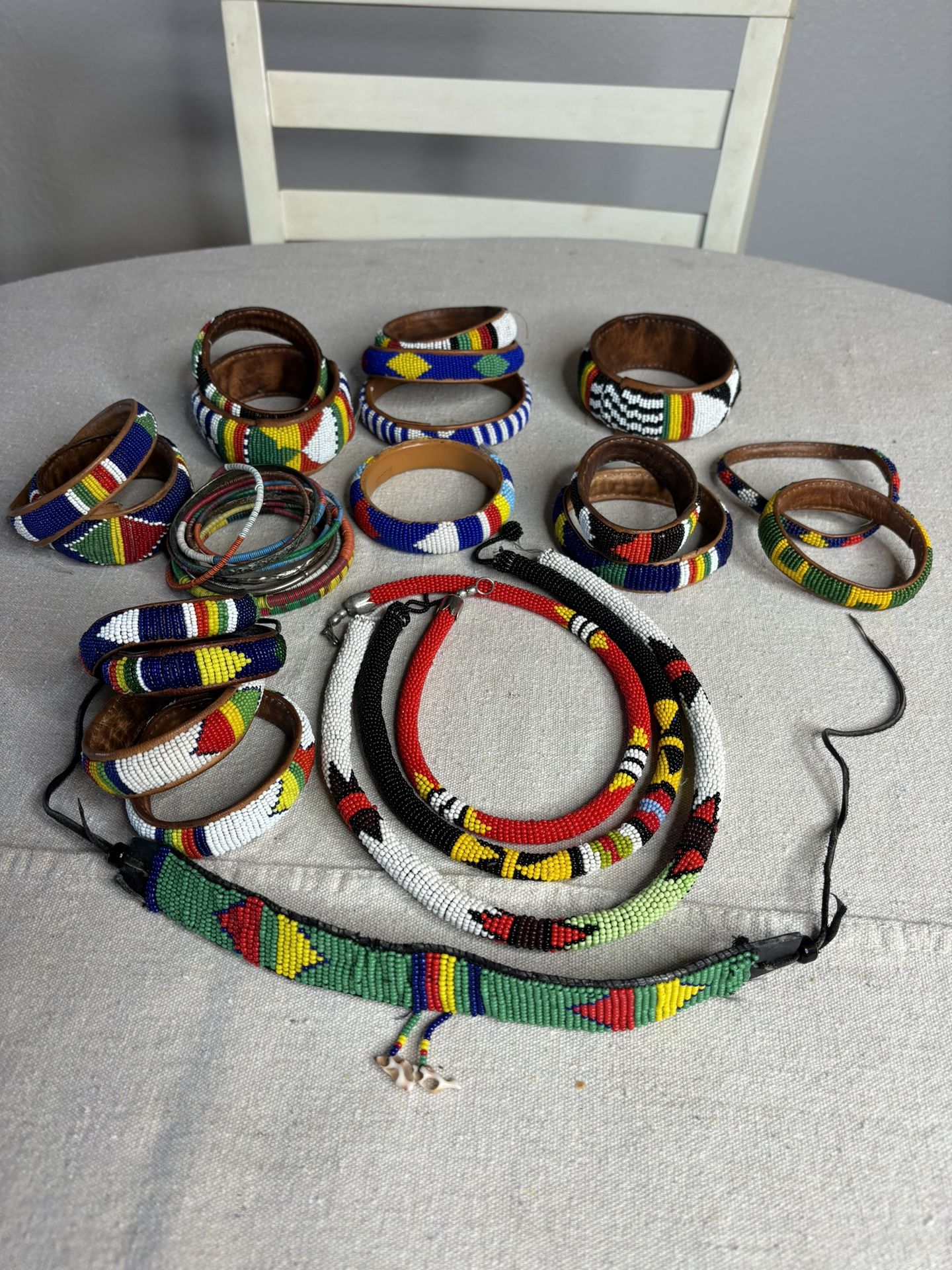 Jewelry. Masai Beaded & Various. 2 Sterling Bangles