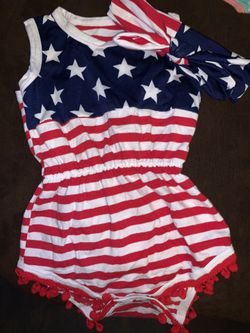 4 th of July romper with headband