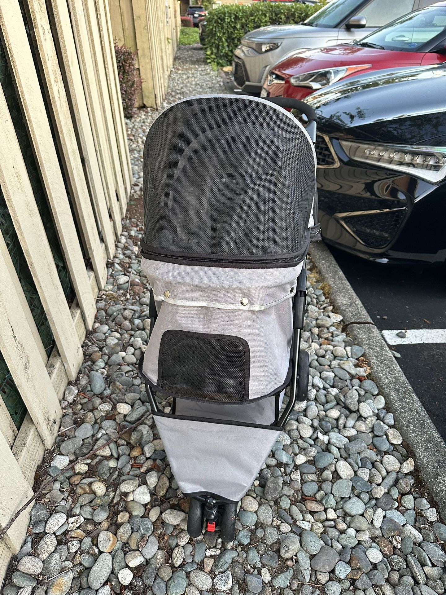 Petco HEYYAYA Foldable Pet Stroller w/ wheel lock, storage, and cup holders