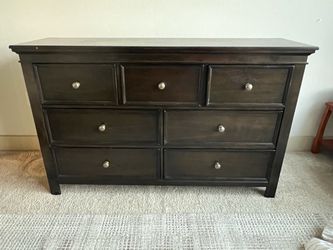 Solid Wood 7-Drawer Dresser – 59" Wide, Dark Espresso