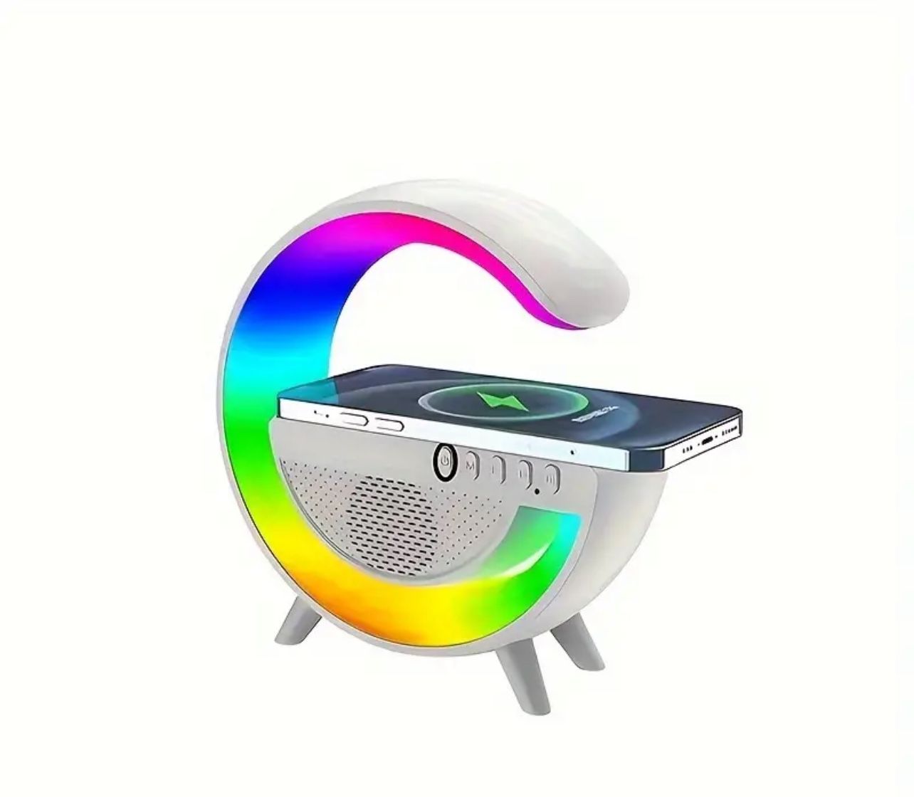 Smart Night Light Bluetooth Speaker Wireless Charger RGB Alarm Clock LED Lamp 