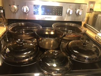 VISION Vintage 6Pc 2 Casseroles V:32-B-1.5Qt or 1.5 L-V:33B-2.5 Qt or 2.5 L-V:pot 1.5L all with lids