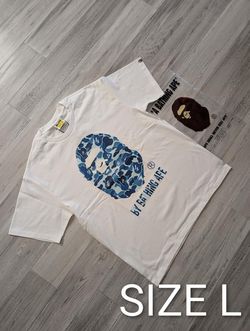 BAPE A Bathing Ape Camo Logo T-Shirt Size L