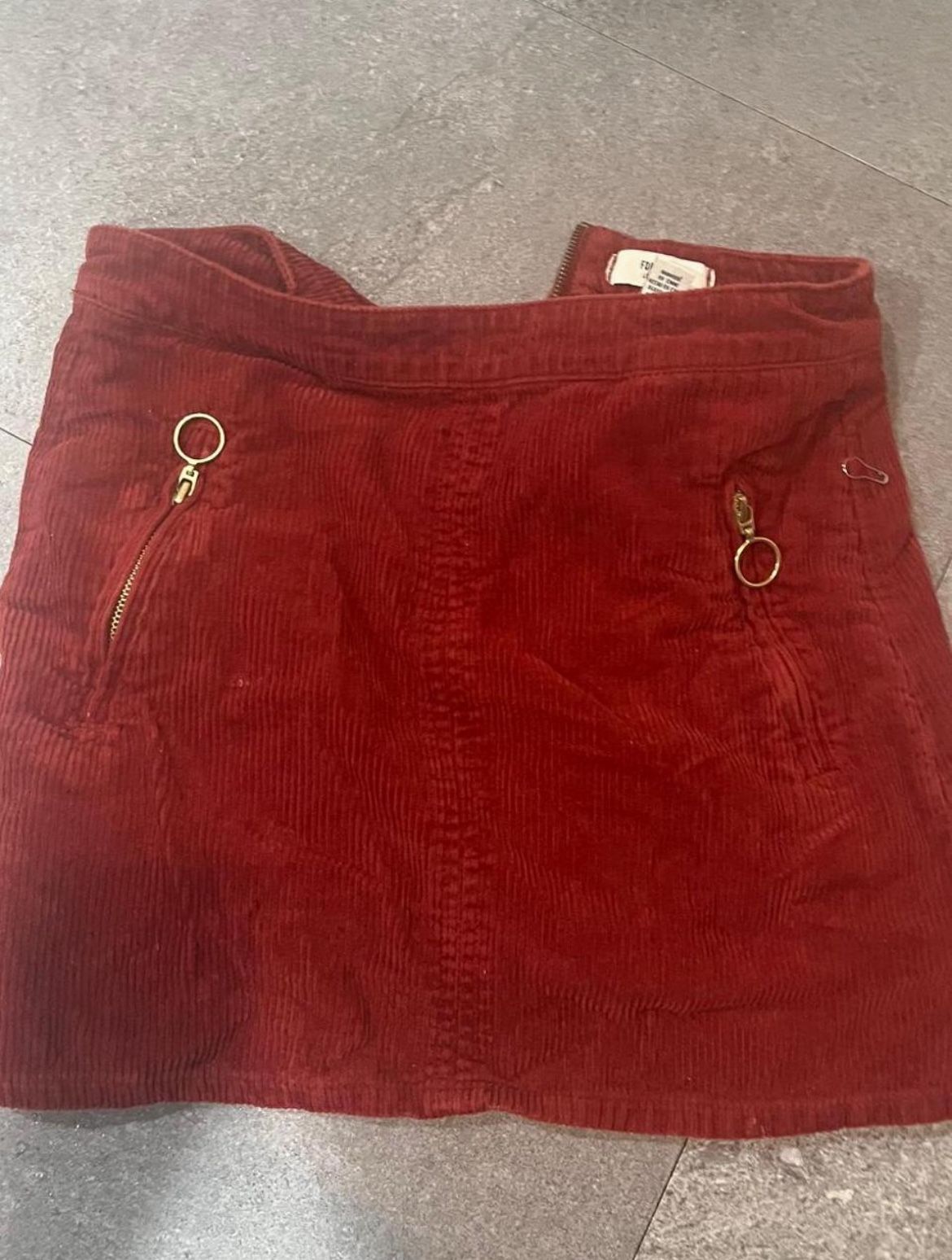Burgundy Corduroy Mini Skirt 