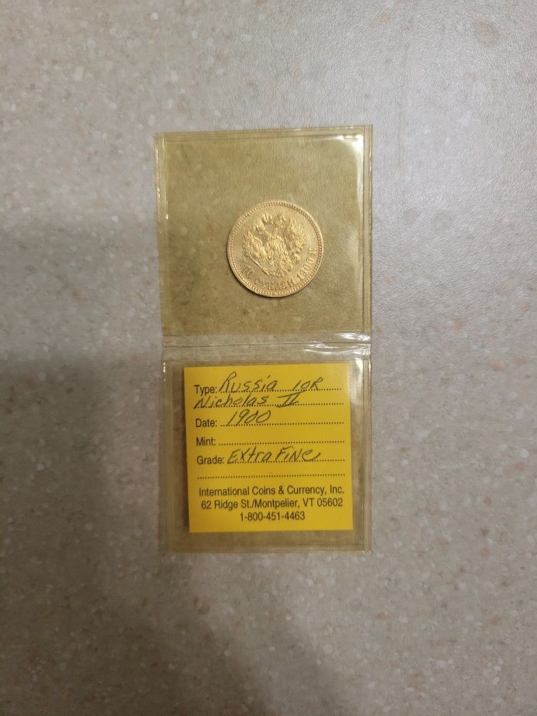 1900 Imperial Russian 10 Gold Rubles 