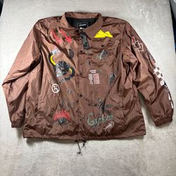 Reason "Gritty Coaches" Jacket Men’s 3XL Brown Big Tall Windbreaker NWT #791